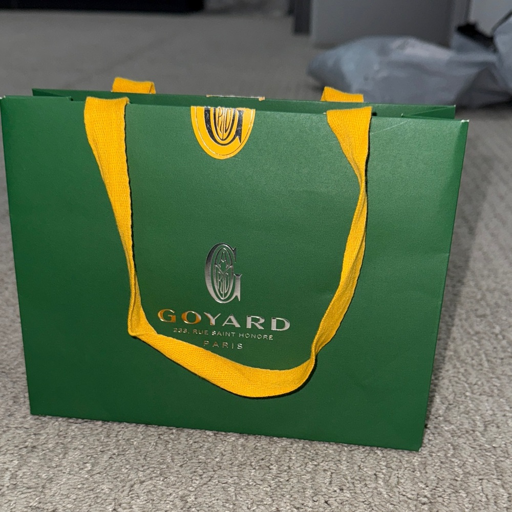 Goyard Green shopping gift bag. 8.5 x 2.75 x 6.5 inches